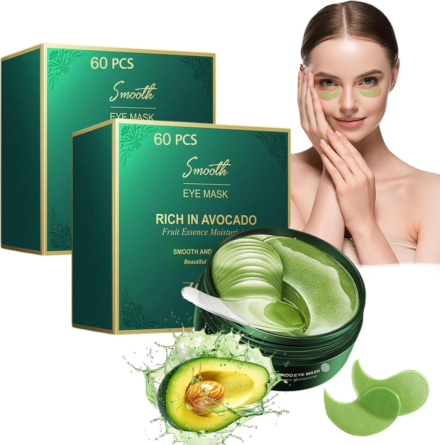 Under Eye Patches - 60 Pcs - Green Eyes Mask- Puffy Eye & Dark Circles Treatments,Reduce Under Eye Bags and Smooth Wrinkles, Skin Care Pads | Hydrogel Patch Mask Eyes Treatment for Dryness Relief.-image-12