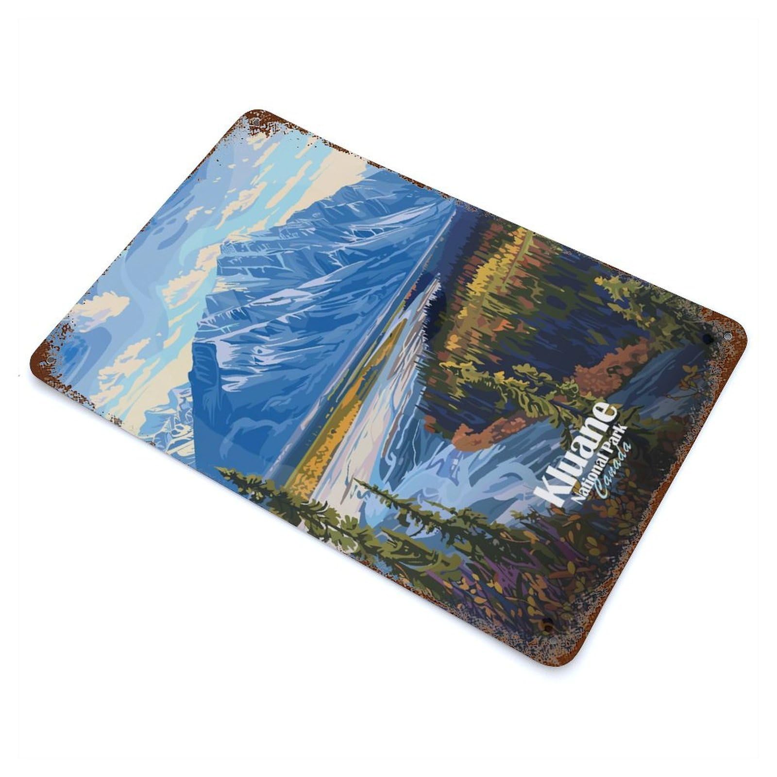 Decorative Tin Sign with Kluane National Park Canada Landscape Design 11.8"x7.9", for Garage, Bar And Workshop Decor, Decorative Metal Wall Art