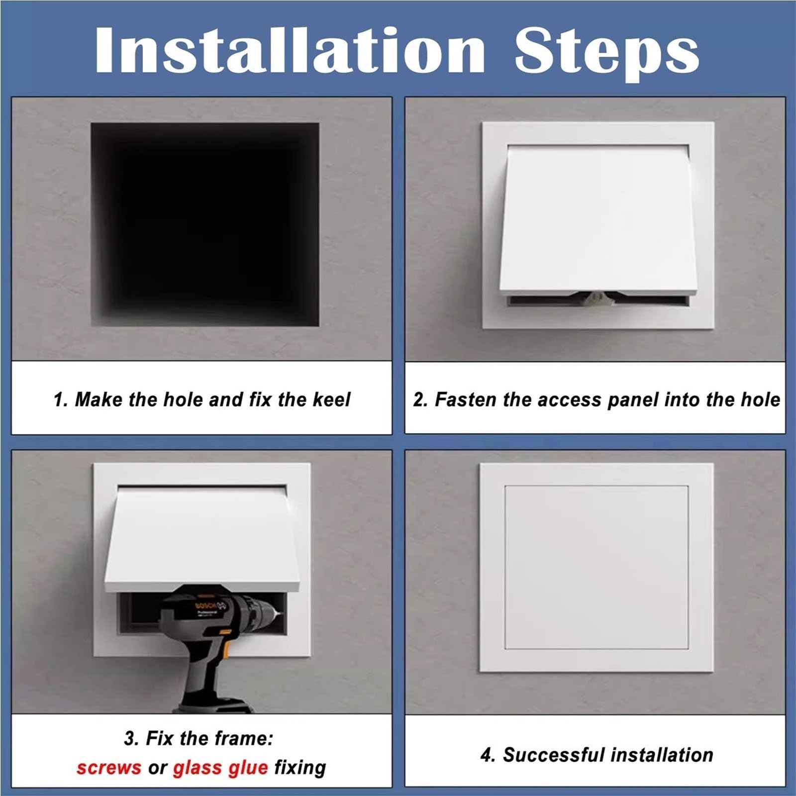 Generico Soffitto Botola Ispezione, Botola Ispezione Mansarda Metallo, per Uso residenziale e Commerciale, Installazione incorporata, Chiusura a Scatto Porta di(Bianco,22x16in(55x40cm))