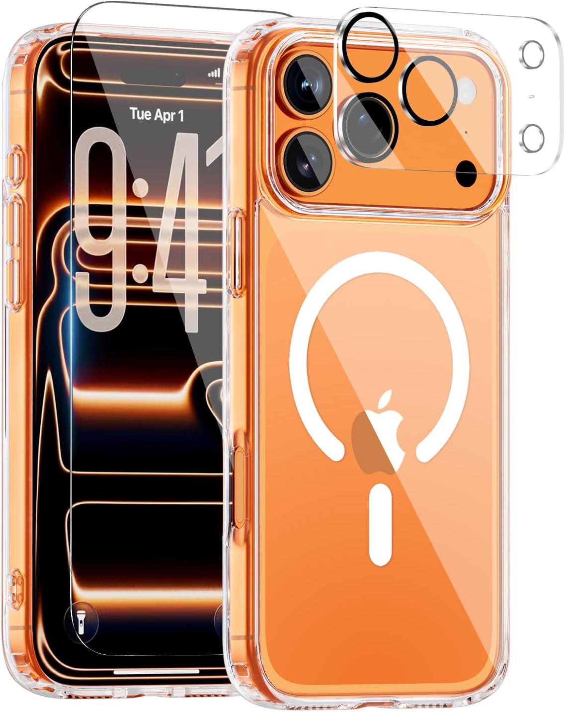 for iPhone 17 Pro Case, Compatible with MagSafe, Magnetic Slim Cover, Anti-Yellowing & Shockproof, Full Camera Protection, Includes Screen & Lens Protectors, Clear Protective Case