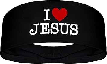 I Heart Jesus I Love Jesus 4" Wide Sports Tapered Stretch Headband Faith Christian Sweatband Head Sweat Band Running Football Soccer Accessories
