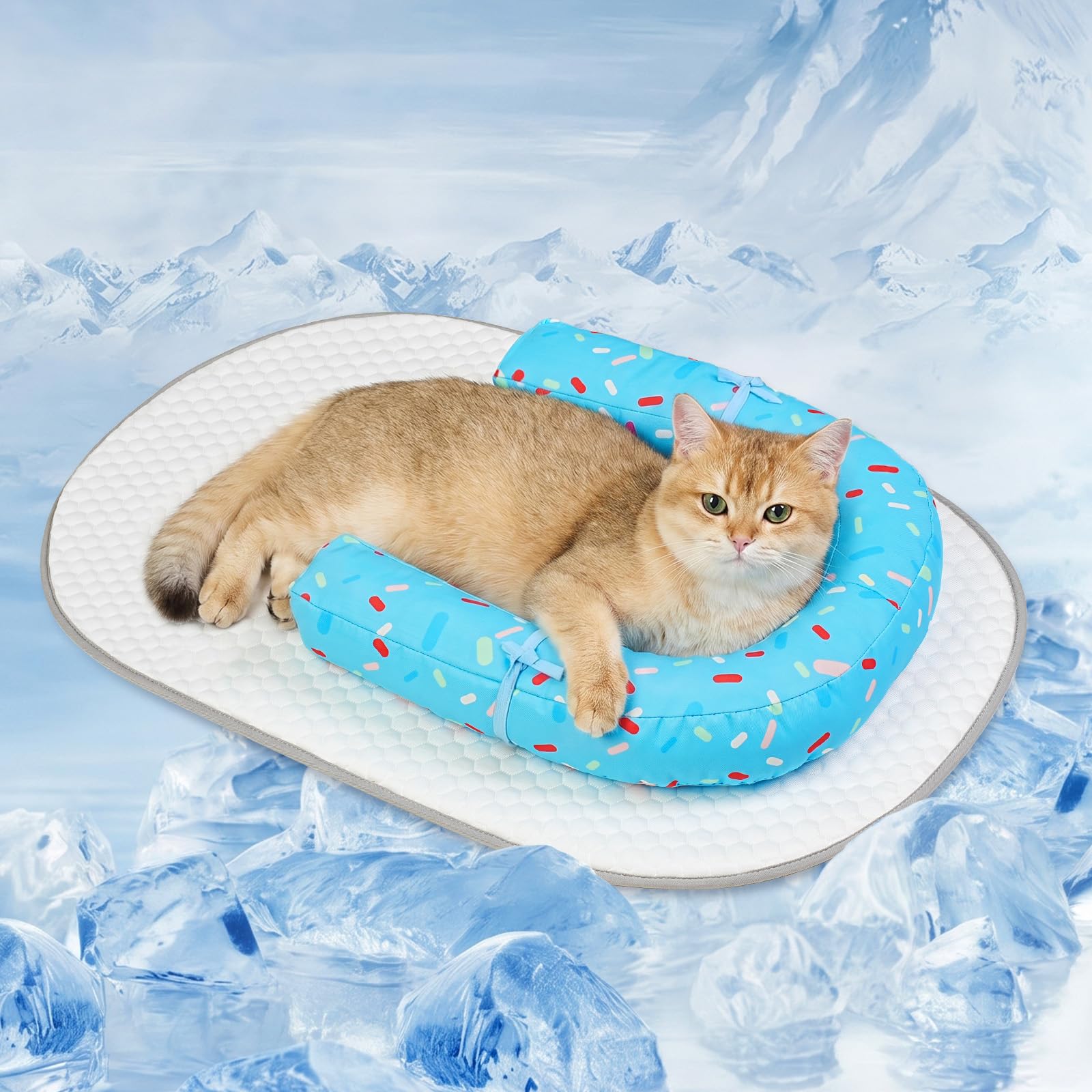Supet Cat Cooling Mat Donut Blue