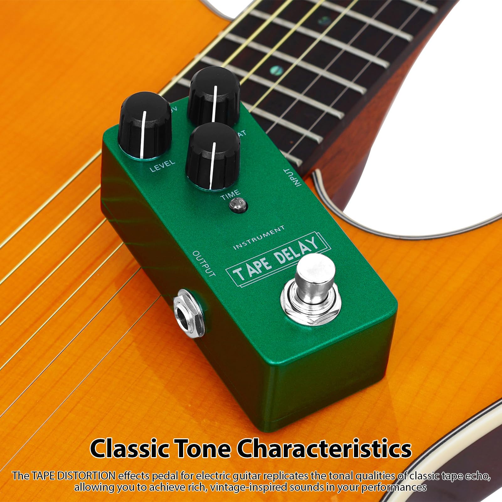 Luocute Effektpedal für E-Gitarre, Tape Distortion Delay mit Analogem Trockensignal, Digital für Saubere Verzerrte Signale, Ganzmetallgehäuse, E-Gitarren-Delay-Reverb-Effekte
