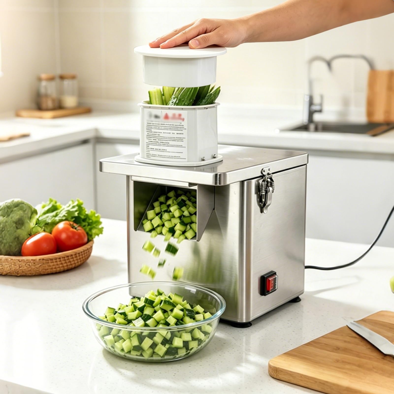 Tritaverdure elettrico, 200 W, con affettatrice, sminuzza e sminuzza.