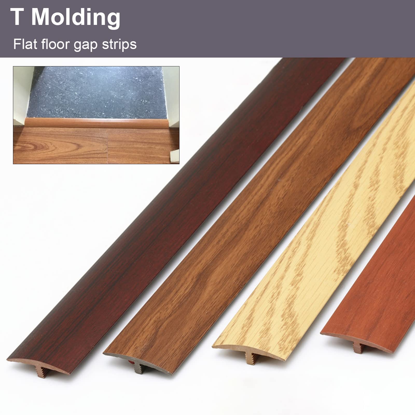 PVC T-Moulding Tappeto/Striscia di Transizione per Pavimento per Gap, Bordo per Pavimento Autoadesivo, 35 Pollici L, per Pavimenti in Legno/Laminato/Vinile/Pias,I-