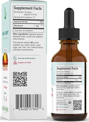 Miniatura 3 de Maxi-Health - Gotas de melatonina líquida para niños, 2 onzas líquidas, 177 porciones con gotero, suplemento natural para ayudar al sueño para niños