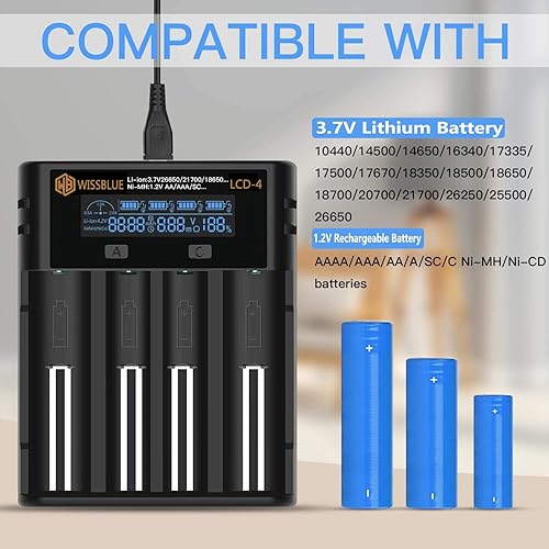 Miniatura 4 de Cargador de batería universal 18650, pantalla LCD4 puede mostrar capacidad, cargador rápido 18650 2A, adecuado para batería de litio de 3.7 V y