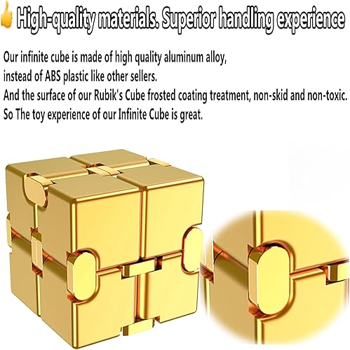 Miniatura 41 de Fidget Blocks Toys Infinity Cube Juguete para aliviar la ansiedad y el estrés para adultos, material de aleación de aluminio (rojo)