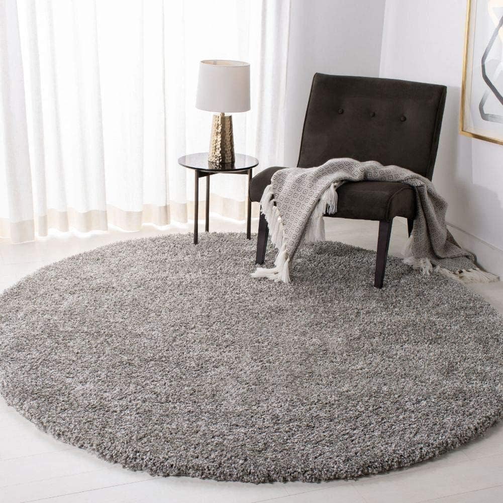 Premium Antiskid Shaggy Carpet/Rug Plain Fur Rectangular Rugs,Soft Microfiber for Bedroom,Living Room,Kids Room,Hall etc (Silver, 2X2 FEET Round)