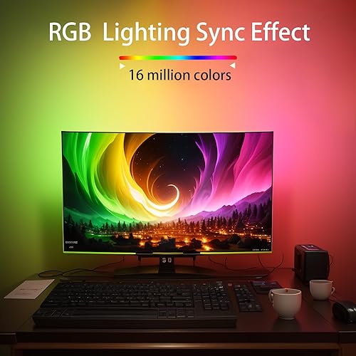 Miniatura 3 de Lotalot Retroiluminación LED para TV con caja de sincronización HDMI, retroiluminación de TV de inmersión para televisores de 65 a 70 pulgadas,