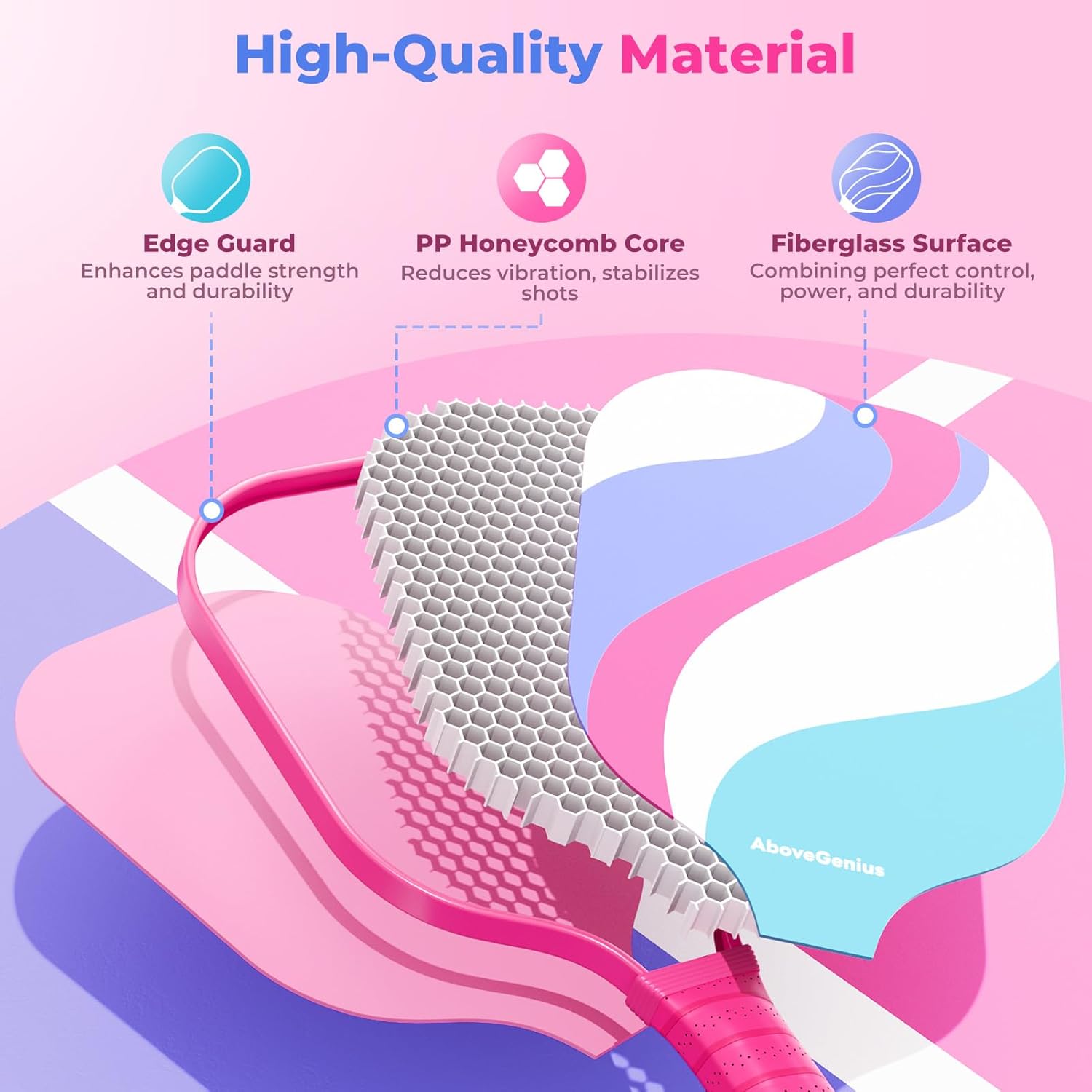 Pink Pickleball Paddles Set of 2,USAPA Standard Fiberglass Pickle ball Set with 2 Cute Lightweight Pickleball Rackets,2 Indoor&2 Outdoor Balls,1 Carrying Bag,Sport Gift for Women, Beginner