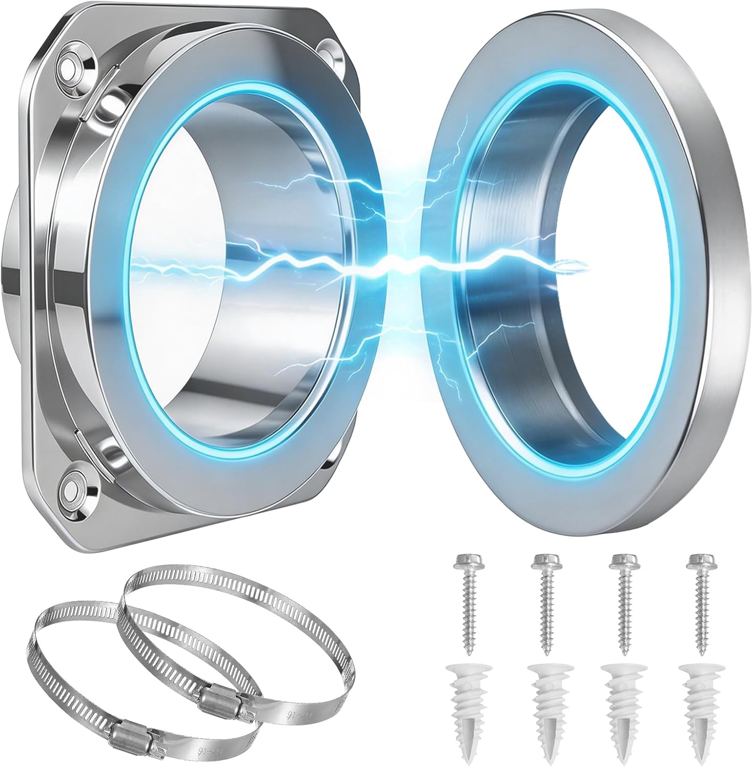 Magnetic Dryer Vent Coupling DV180 Airtight Seal Magnetic Dryer Vent Connector Quick Connection and Disconnection Strong Magnet Self-Alignment Easy to Clean Includes 2 Clamps