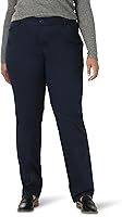 Lee Women's Plus Size Wrinkle-Free Relaxed Fit Straight Leg Pants - Mid Rise Comfort Stretch Slacks