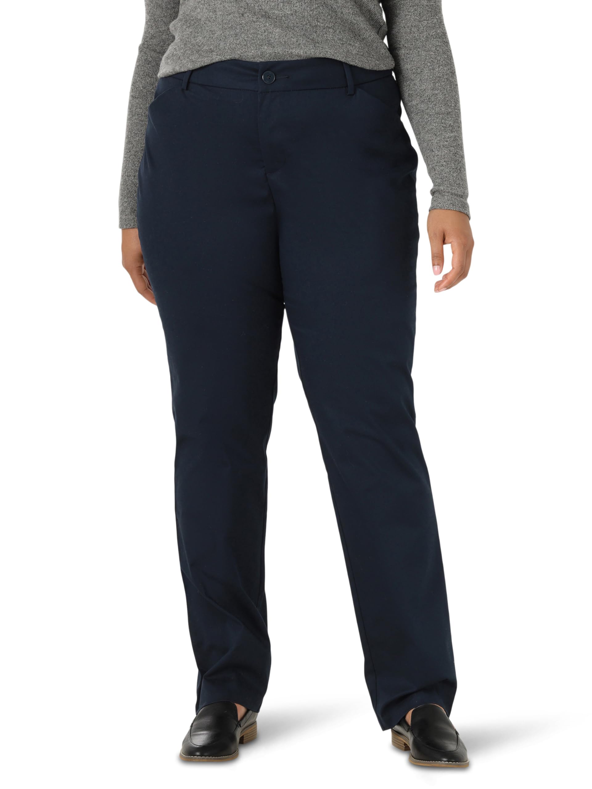 Lee Women's Plus Size Wrinkle Free Relaxed Fit Straight Leg Pant