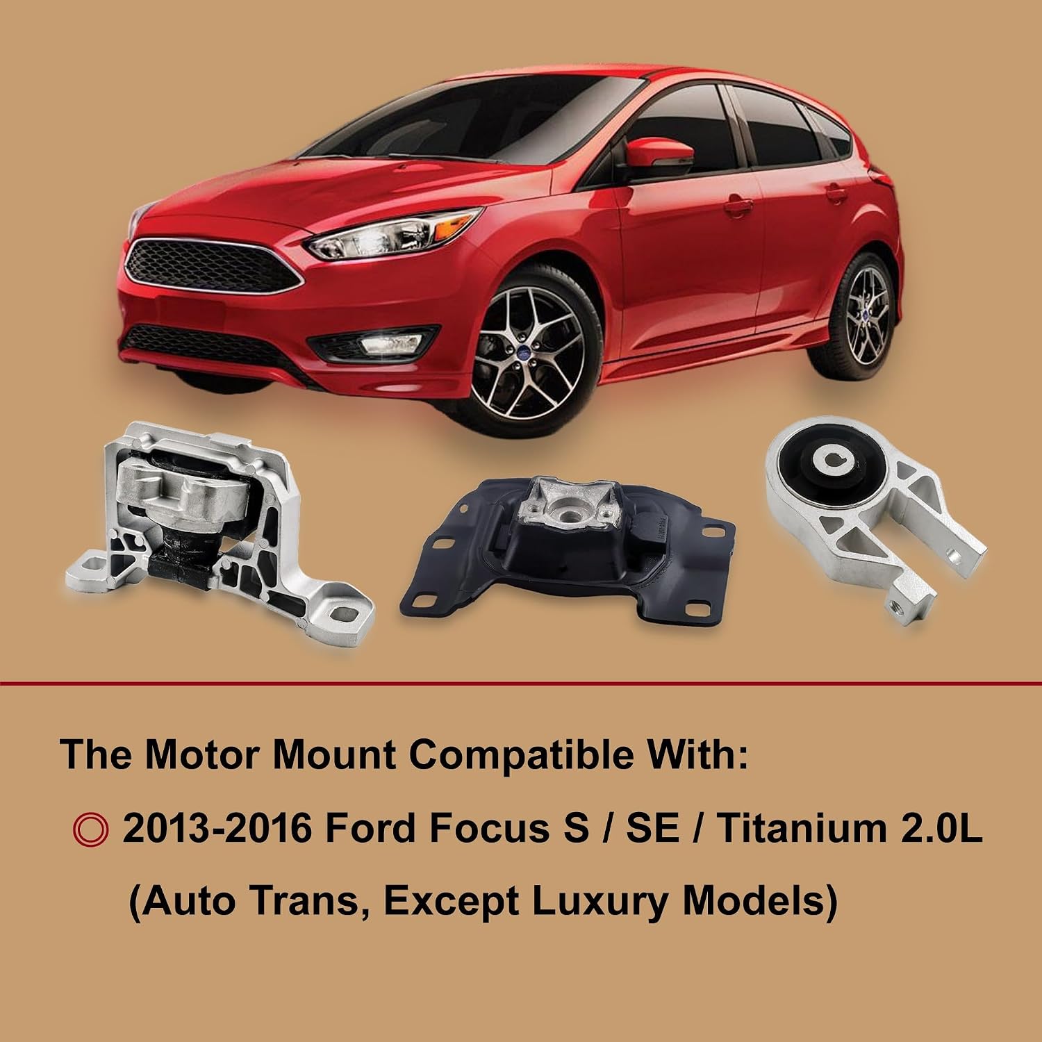 3pcs Engine Motor Transmission Mount Set Compatible with 2013 2014 2015 2016 Ford Focus S SE Titanium 2.0L Replace A5612 A5531 A5546 3481 3341 3238