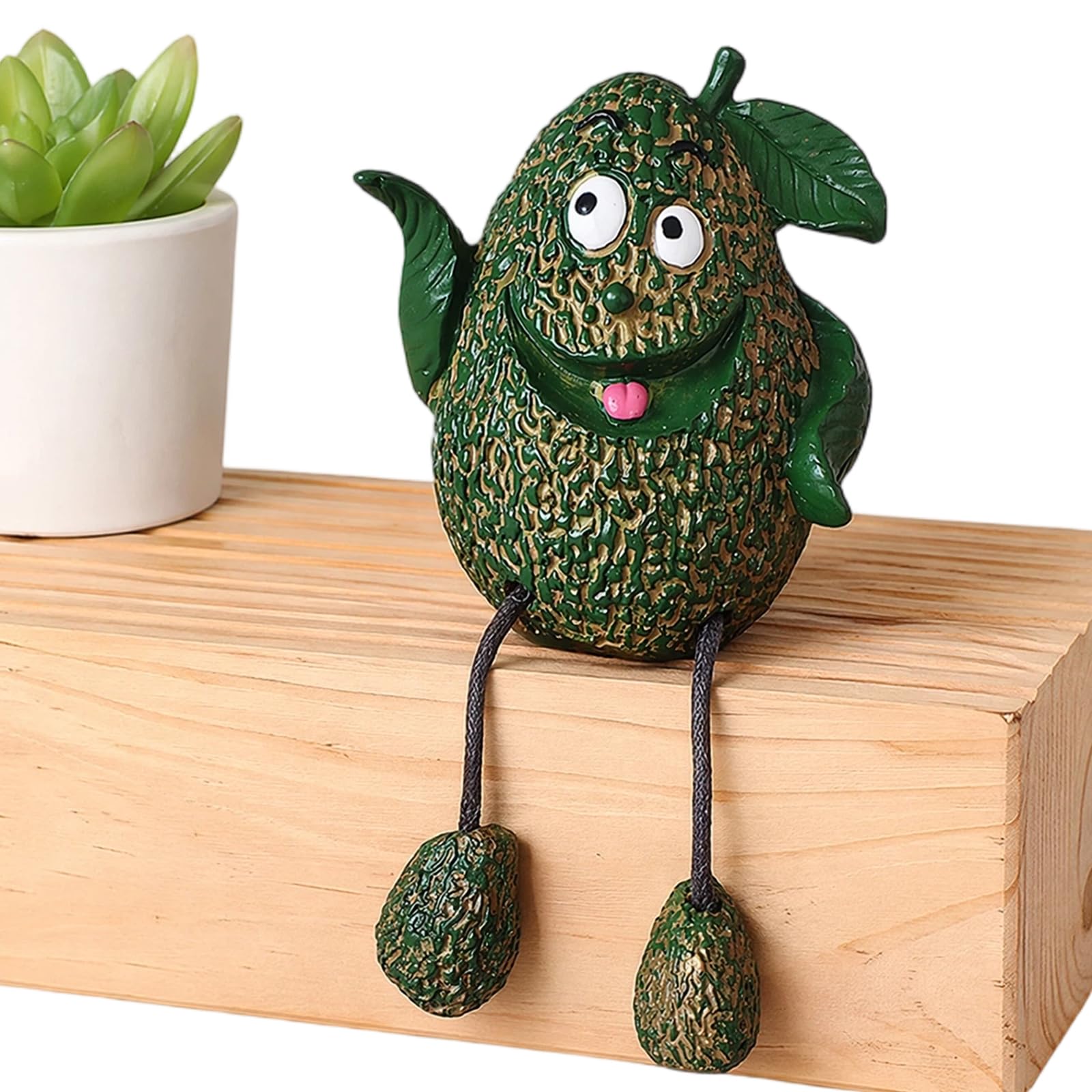 Fruit Resin Shelf Sitter Figurines with Flexible Dangling Legs, Fruit Character Desktop Ornaments for Home Office Desk, Whimsical Hanging Edge Statues for Bookshelf Windowsill Tabletop Indoor Decor