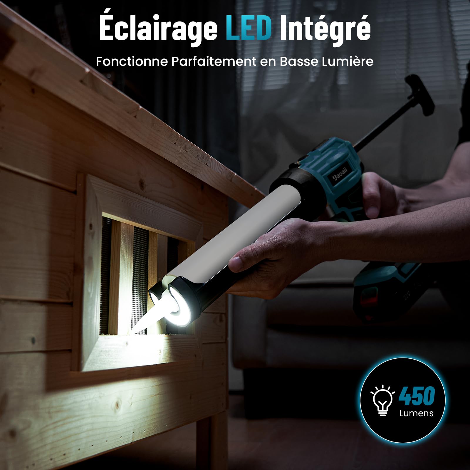 Pistolet à Silicone Electrique 21V Compatible avec Batteries Makita 18V, Vitesse Réglable pour Calfeutrage