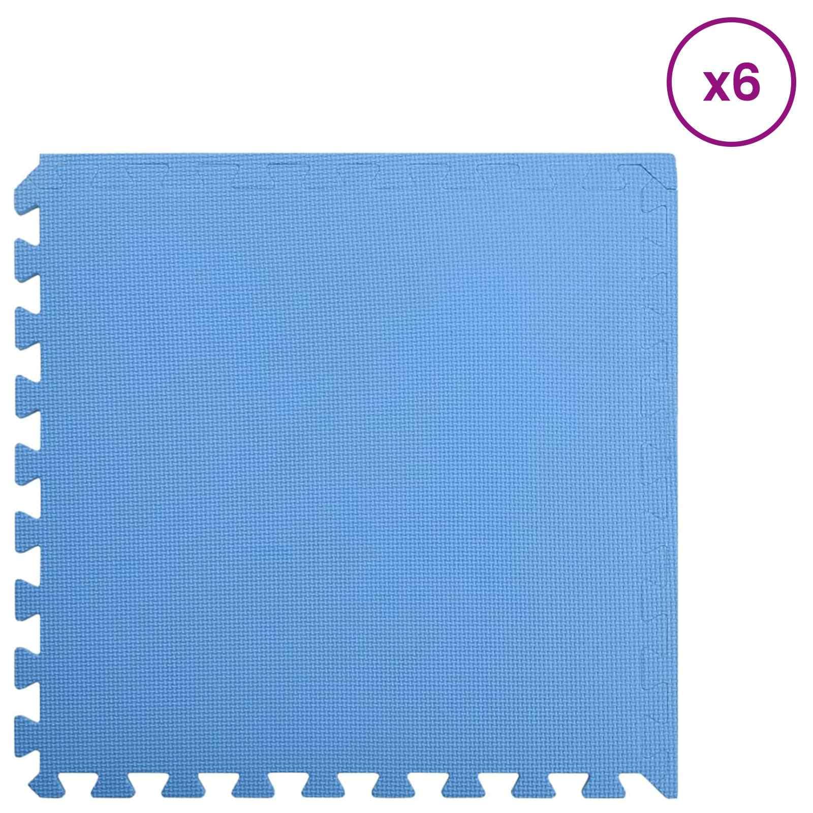 Lot de 6 tapis de sol pour piscine - Bleu - 2,16 m² - Mousse EVA antidérapante - Haute densité - Imperméable et facile d'entretien - Pour piscine et jacuzzi