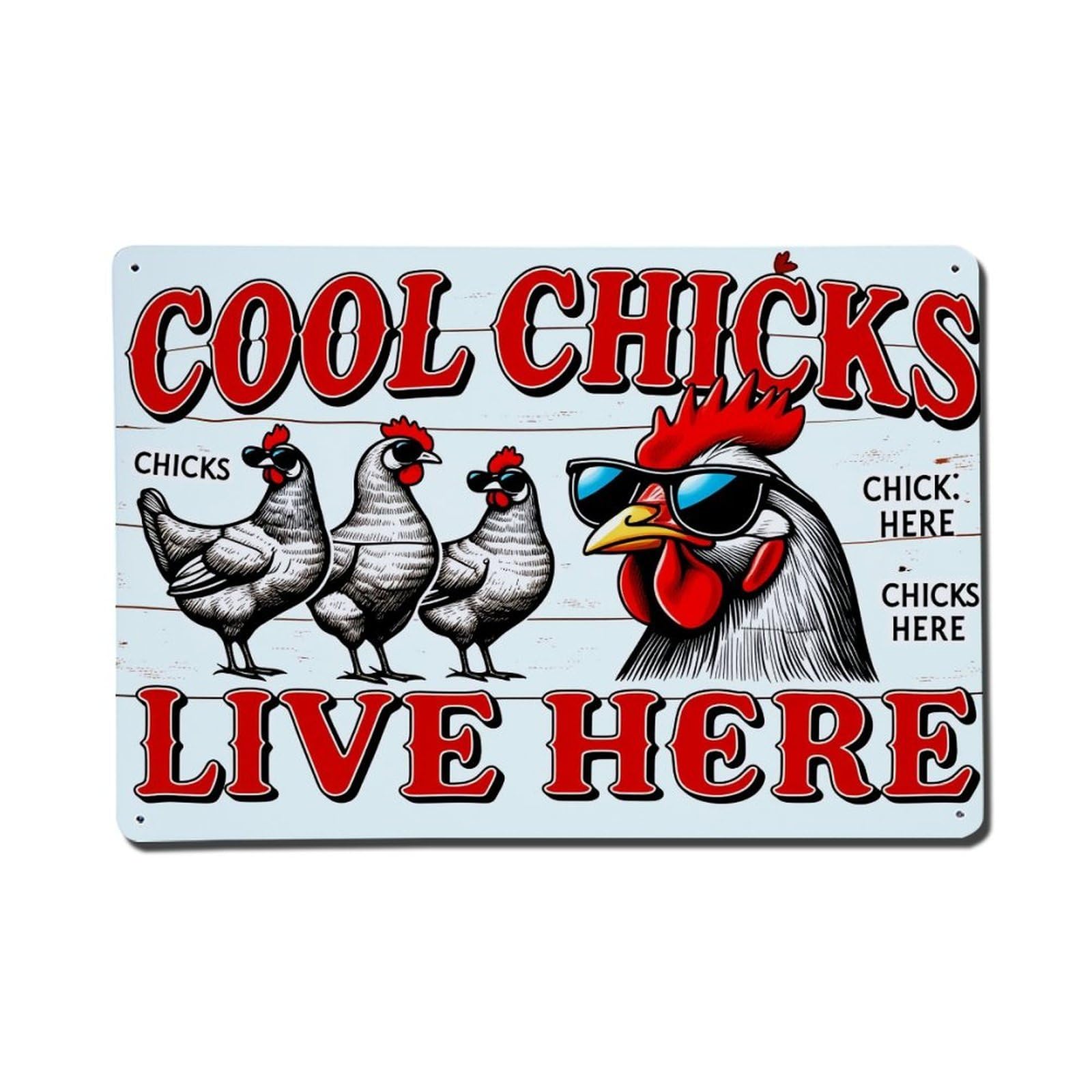 Cool Chicks Live Here Vintage Tin Sign Retro Metal Wall Decor Metal Poster, Home Bar Garage Farmhouse Cafe Wall Art Decoration 8x12Inches
