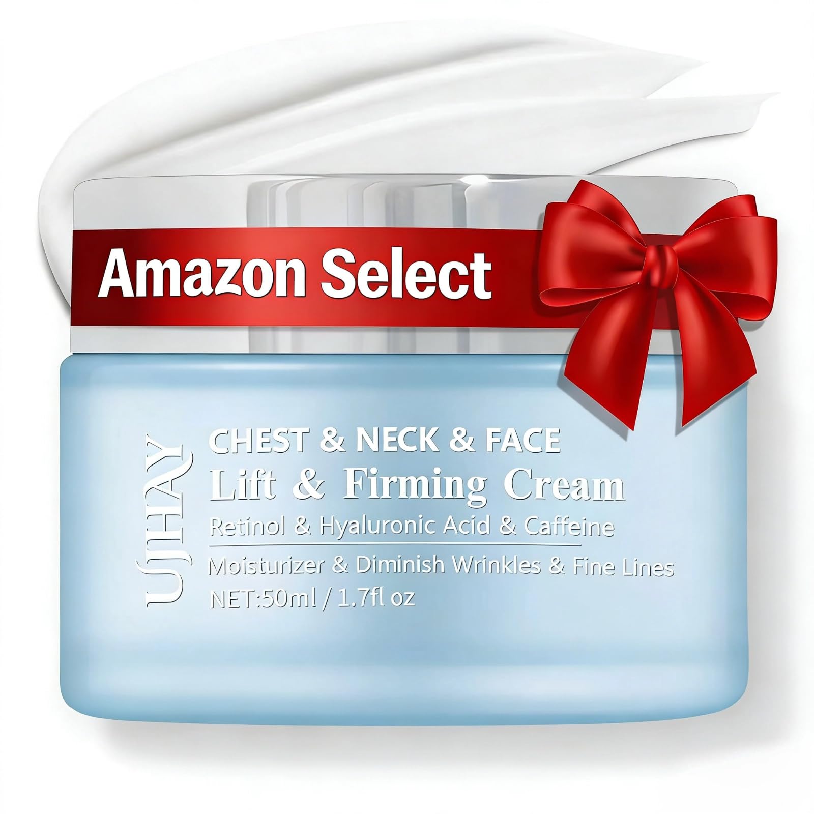 Retinol Neck Cream, Hyaluronic Acid and Caffeine Enriched Neck Firming Cream to Minimize Fine Lines & Dullness - 3-in-1 Moisturizing Cream for Neck, Chest and Face (50 ml/1.7 oz)
