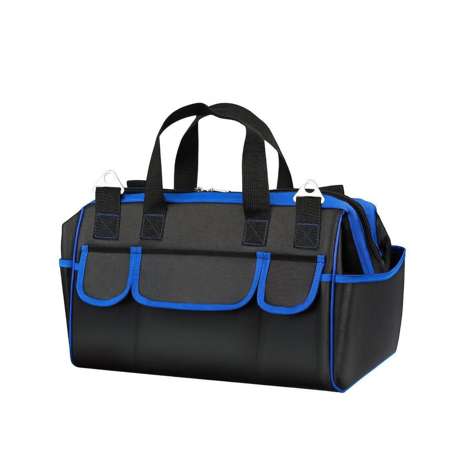 Oxford Cloth Tool Bag Soft-Sided Tool Organizer Bag Multiple Pockets Utility Zipper Pouch Black with Contrasting Trim, Multicolor, M Five Layer-picture-14