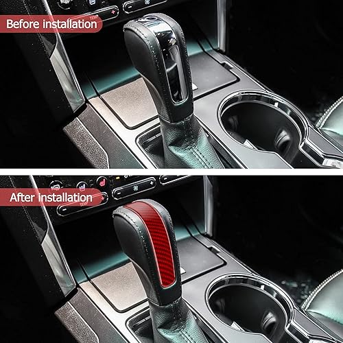 Miniatura 4 de SUNJIKA Compatible con 1 manija de palanca de cambios de fibra de carbono, calcomanía decorativa para Ford Explorer 2013 2014 2015 2016 2017 2018