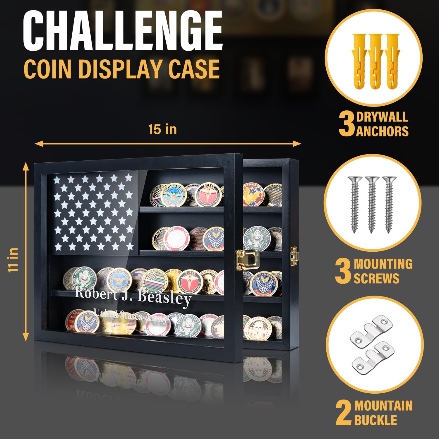 Amazon.com: Personalized Challenge Coin Display Case 11x15 Inch