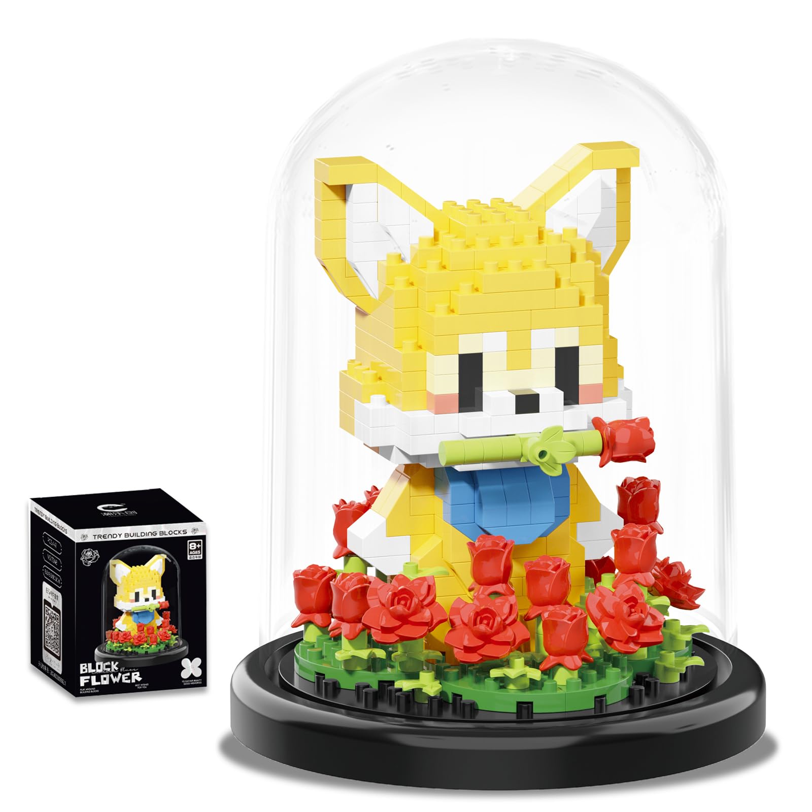 RIESEK Artificial Flower Animal Toy Building Set for Adult,Mini Dog Plant Bonsai Tree,Botanical Collection Gift for Kid,Office Home Decor Building