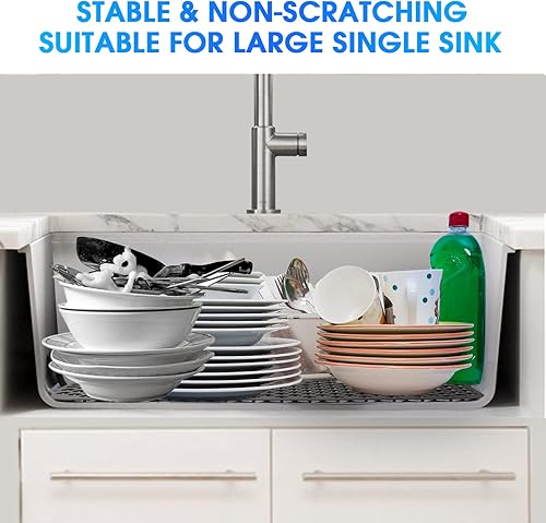 Miniatura 2 de Protectores de fregadero para fregadero de cocina, alfombrilla de silicona de 24.72 x 12.8 pulgadas para la parte inferior del fregadero de