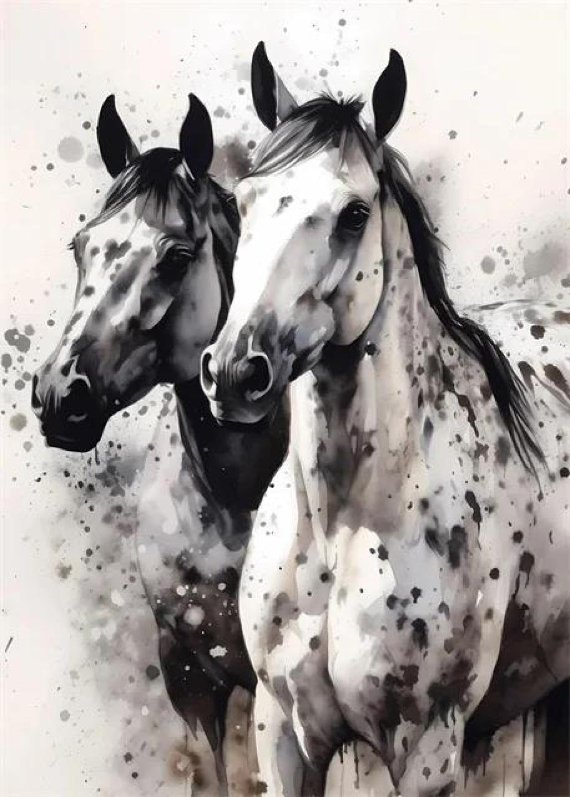 SHINERING Abstract Watercolor Horse Animal Canvas Painting Posters Print Wall Art Picture Living Room Decor A11 50X70Cm Unframed