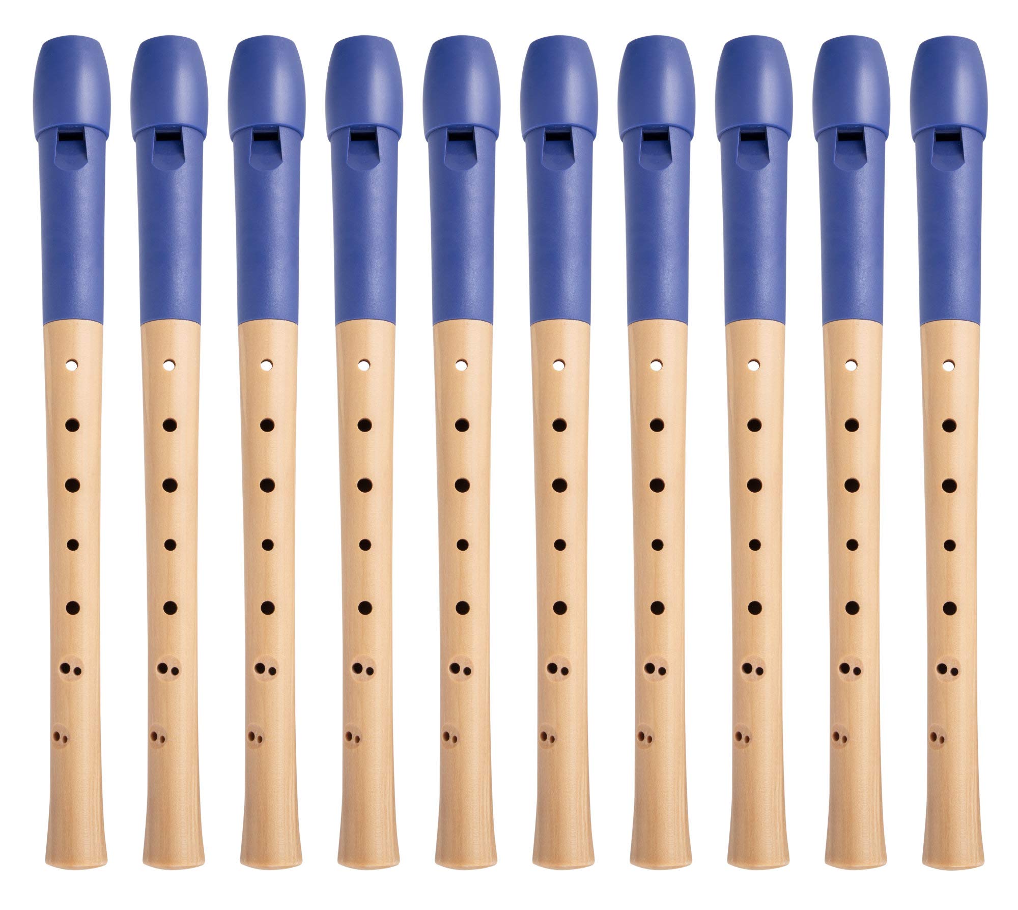 Classic Cantabile Pivella Flauta Dulce Azul, digitación barroca juego de 10 | Flautas dulces de 2 piezas, Cabeza de plástico especial azul, Cuerpo inferior de madera de arce, Afinación: C-Soprano