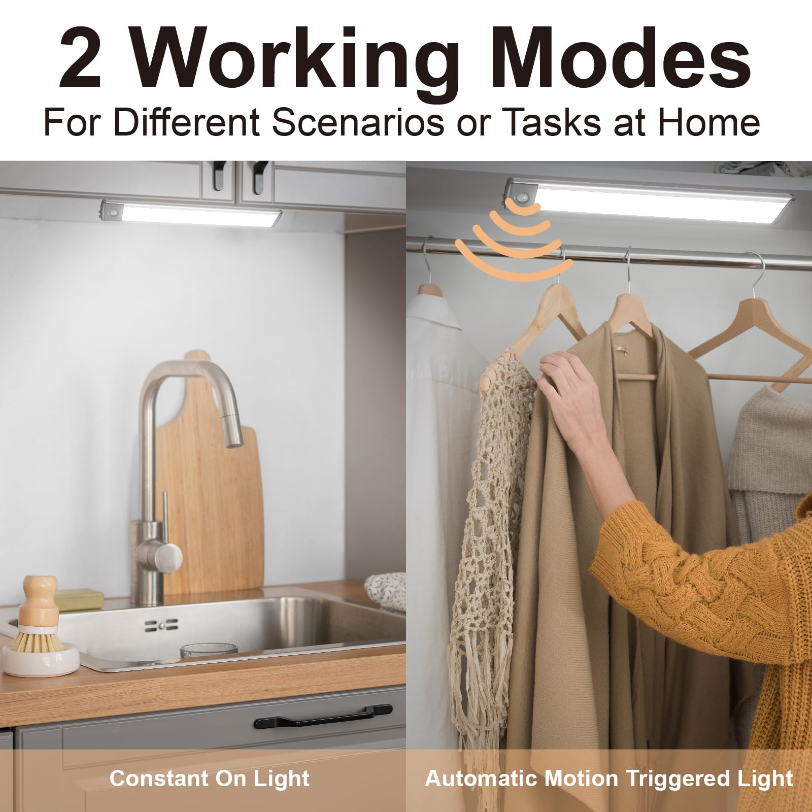 LEPOTEC Luce Armadio RGB con Sensore di Movimento e Magnete, Illuminazione per Interni con Luminosità Dimmerabile per la Casa (40LED-C-2)