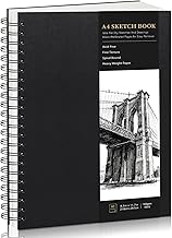A4 Sketchbook Hardcover Spiral Bound, 160gsm Thick Paper Drawing Pad, 40 Sheets/80 Pages Drawing Book Sketch Pad for Artists, Art Projects, Ideal for Sketching, Pencil & Charcoal