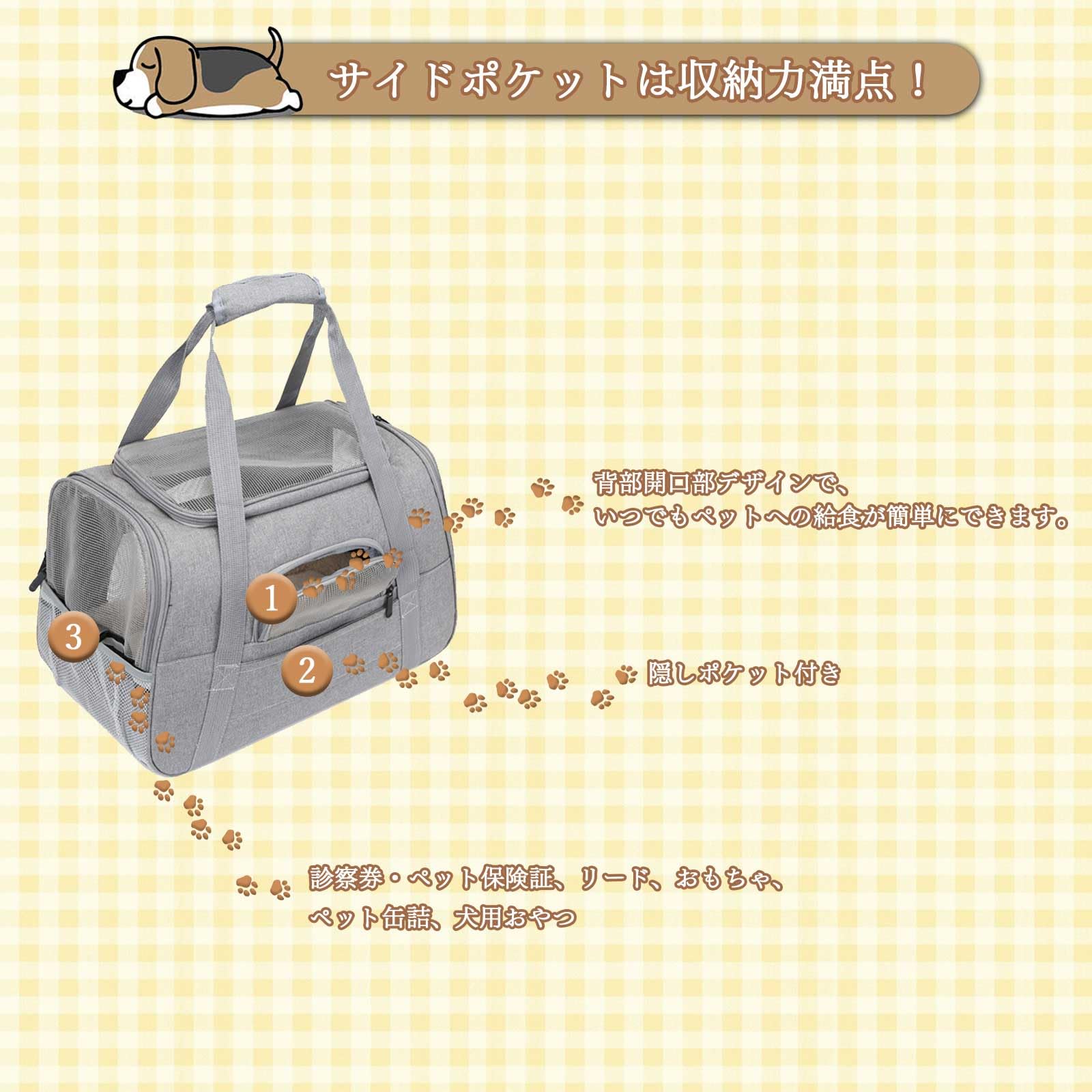 [JIANDO] ペットキャリー 猫キャリー バッグ 4WAY 手提げ・ショルダー・リュック・キャリーケース 折りたたみ 通気性メッシュ 多入口 猫 キャリーケース 猫 きゃりーバッグ 小型犬 ウサギ対応 飛び出し防止リード付 マット付き 防災・避難 通院 旅行 - 5