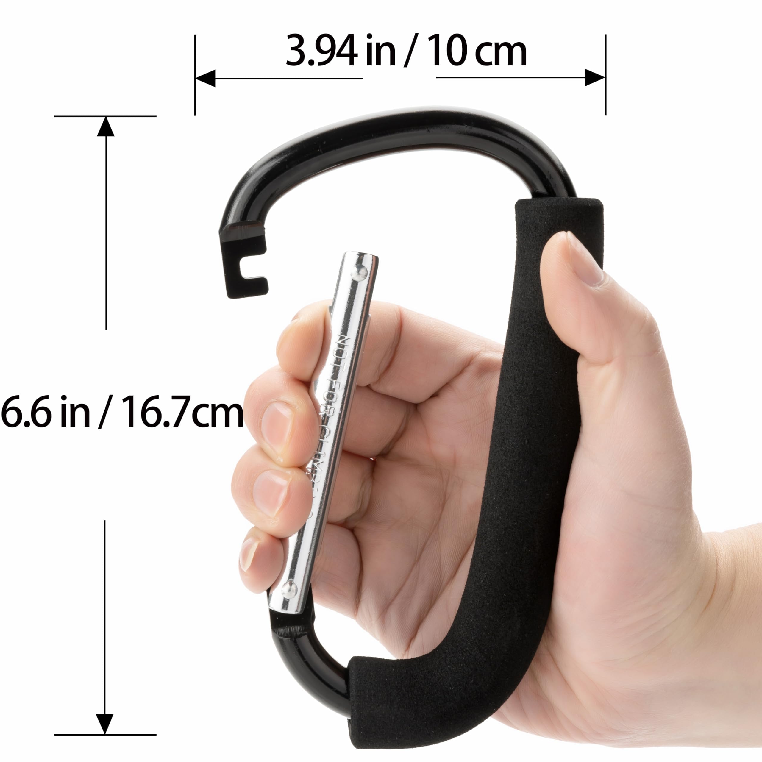 Großer Buggy-Clip, 2 Stück, 16,8 cm, Kinderwagen-Clip, Einkaufs-Zubehör, Taschenhalter, Haken, Schwarz