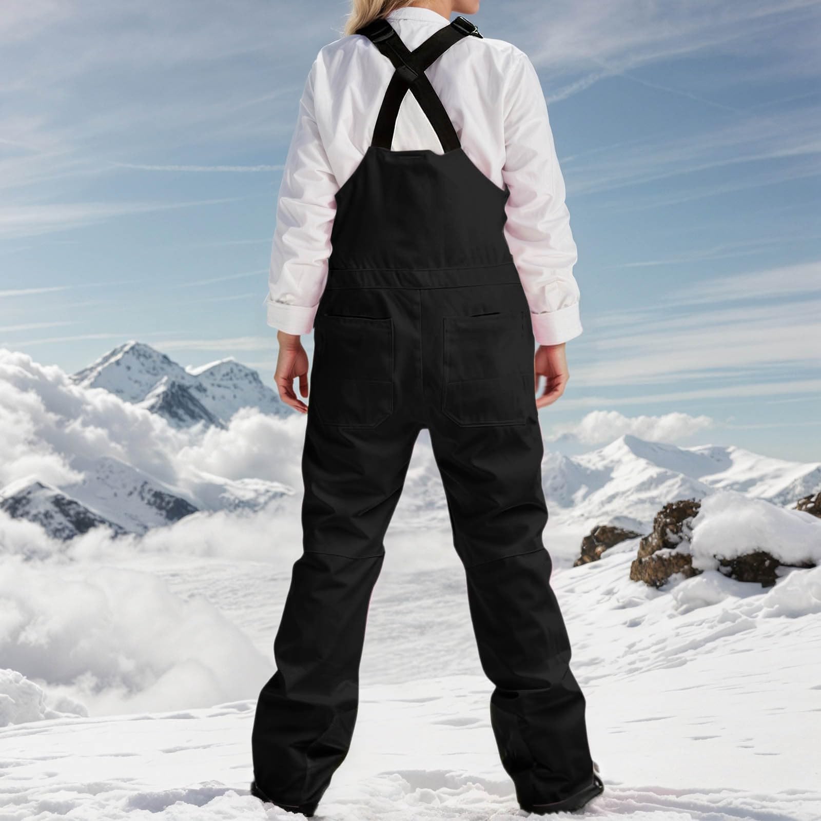 Pantalones de esquí para mujer, pantalones de nieve para mujer, impermeables, térmicos, con peto ajustable, pantalones para exteriores, resistentes al viento, pantalones de snowboard, pantalones de