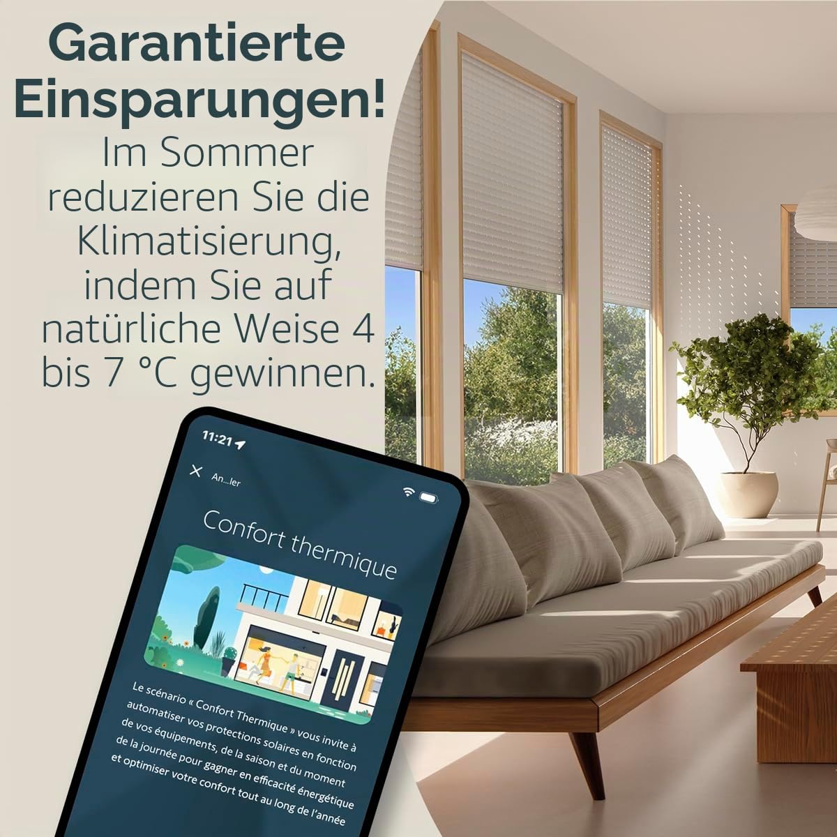 Somfy 1871307 - Sunteis Solar io - Helligkeits- & Temperatursensor, TaHoma Switch kompatibel, automatisiert Rollläden, Jalousien und alle kompatiblen io-Motoren, ohne Stromanschluss