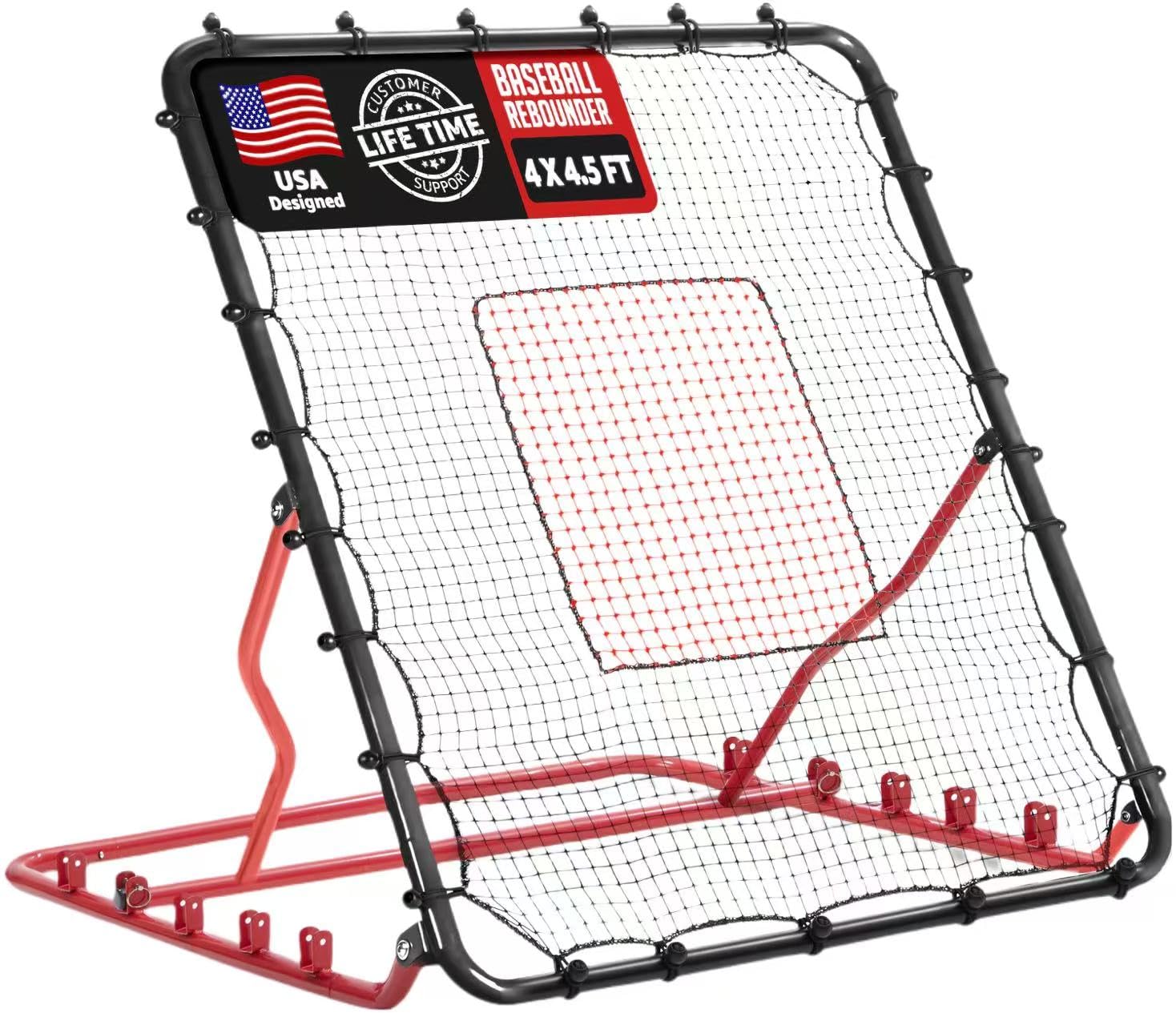 ZEALFEEL Baseball Rebounder Net, 4 x 4.5 ft, 5 Adjustable Angles