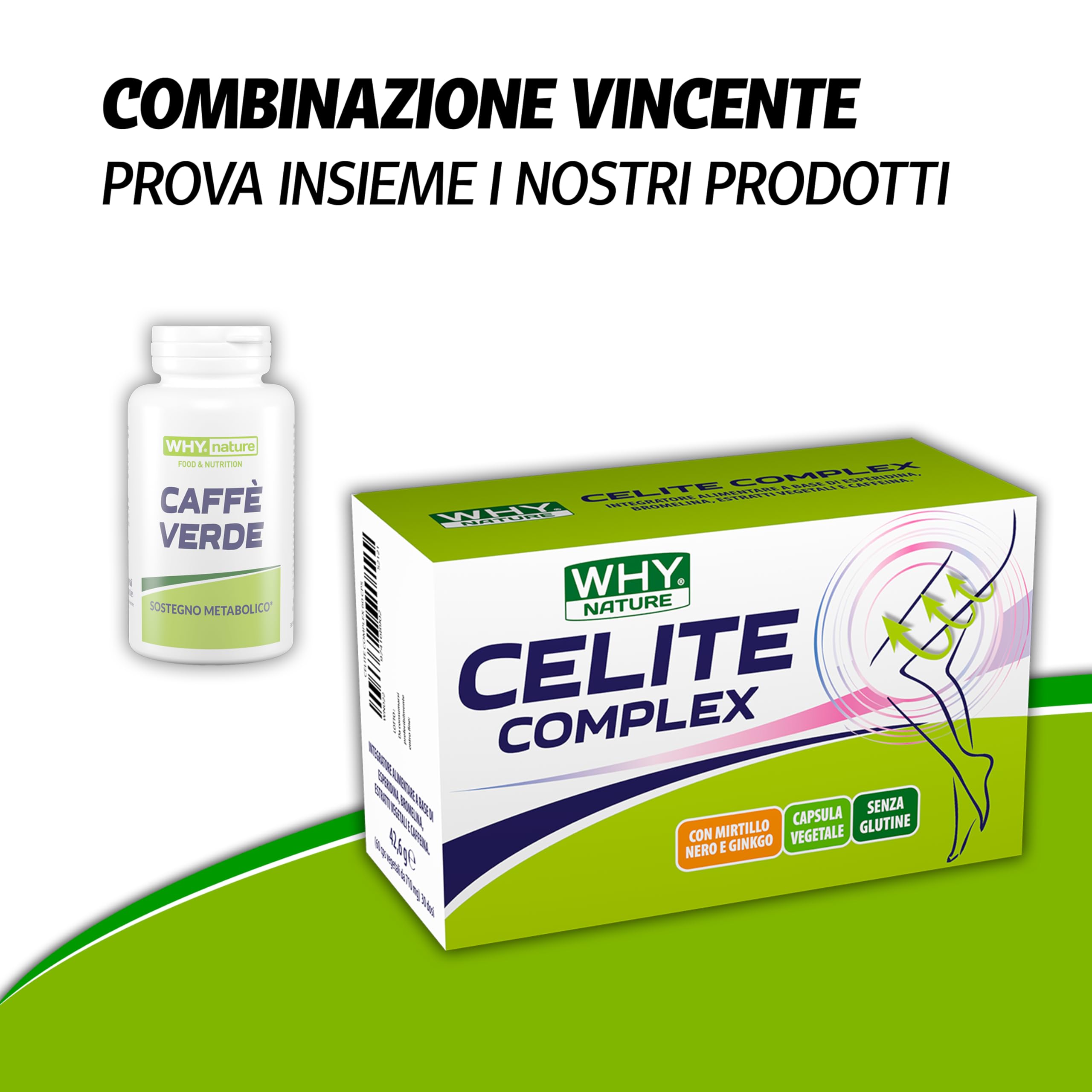 WHY NATURE CAFFÈ VERDE - Caffè Verde Drenante - Integratori Bruciagrassi - Integratore Alimentare ad Azione Tonica - con Caffeina - 60 Capsule