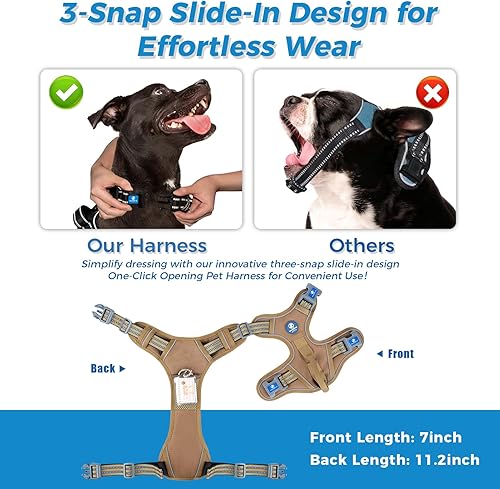 Miniatura 2 de Arnés para perro, arnés para perro sin tirones con tarjeta de identificación reflectante ajustable, arnés inteligente para perros grandes, arnés de