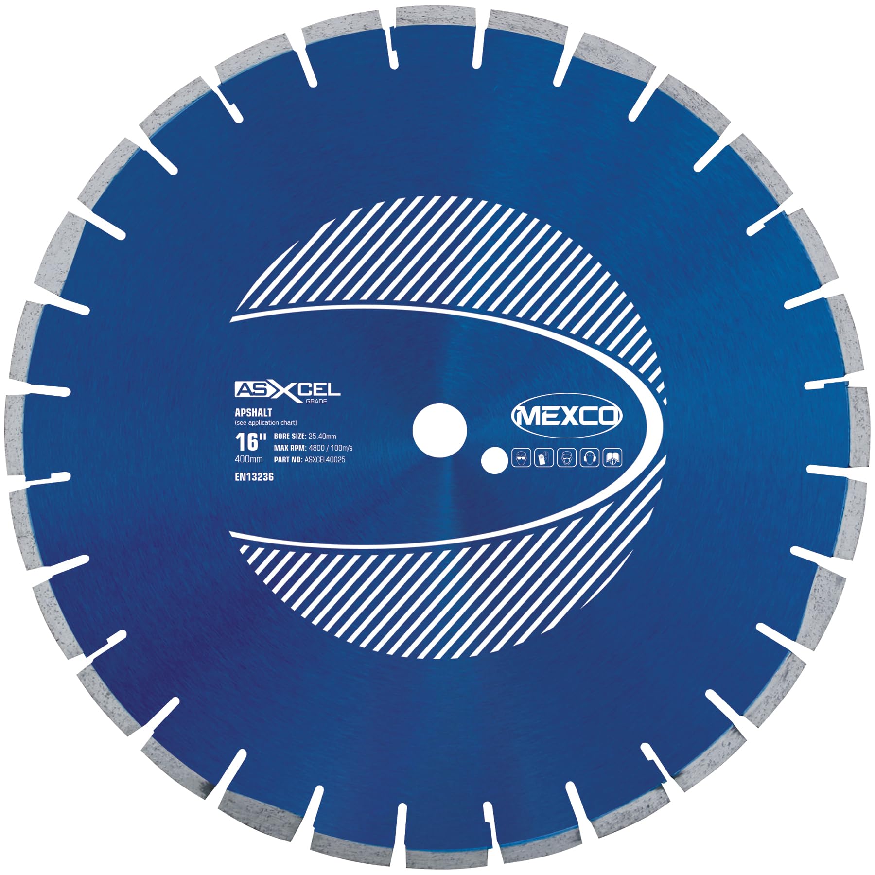 Mexco ASXCEL Asphalt Diamond Blade, High-Performance Cutting Disc for Asphalt, Green Concrete, Screed – 400mm, 10mm Segment Height, 25.4mm Bore