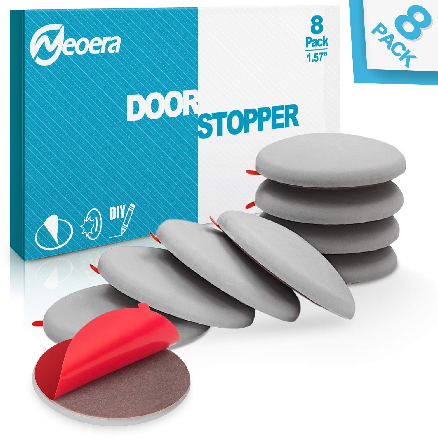 Neoera Door Stopper Wall, 1.57" Round Soft Rubber Door Stop, Silicon