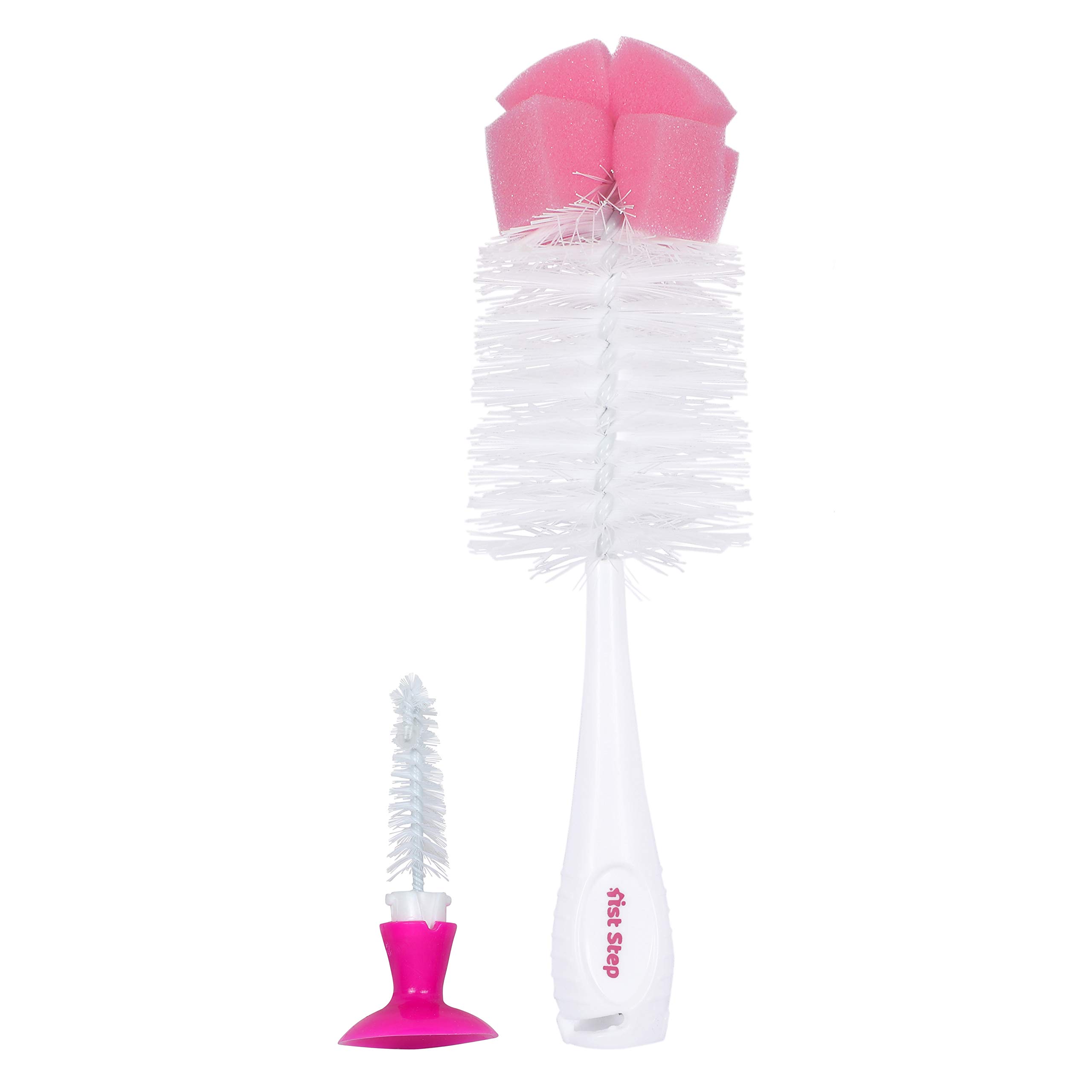 1st Step bpa Free 2 in 1 Bottle and Nipple Cleaning Brush with Suction Base and Nylon bristles for Easy Cleaning (Pink)-picture-29