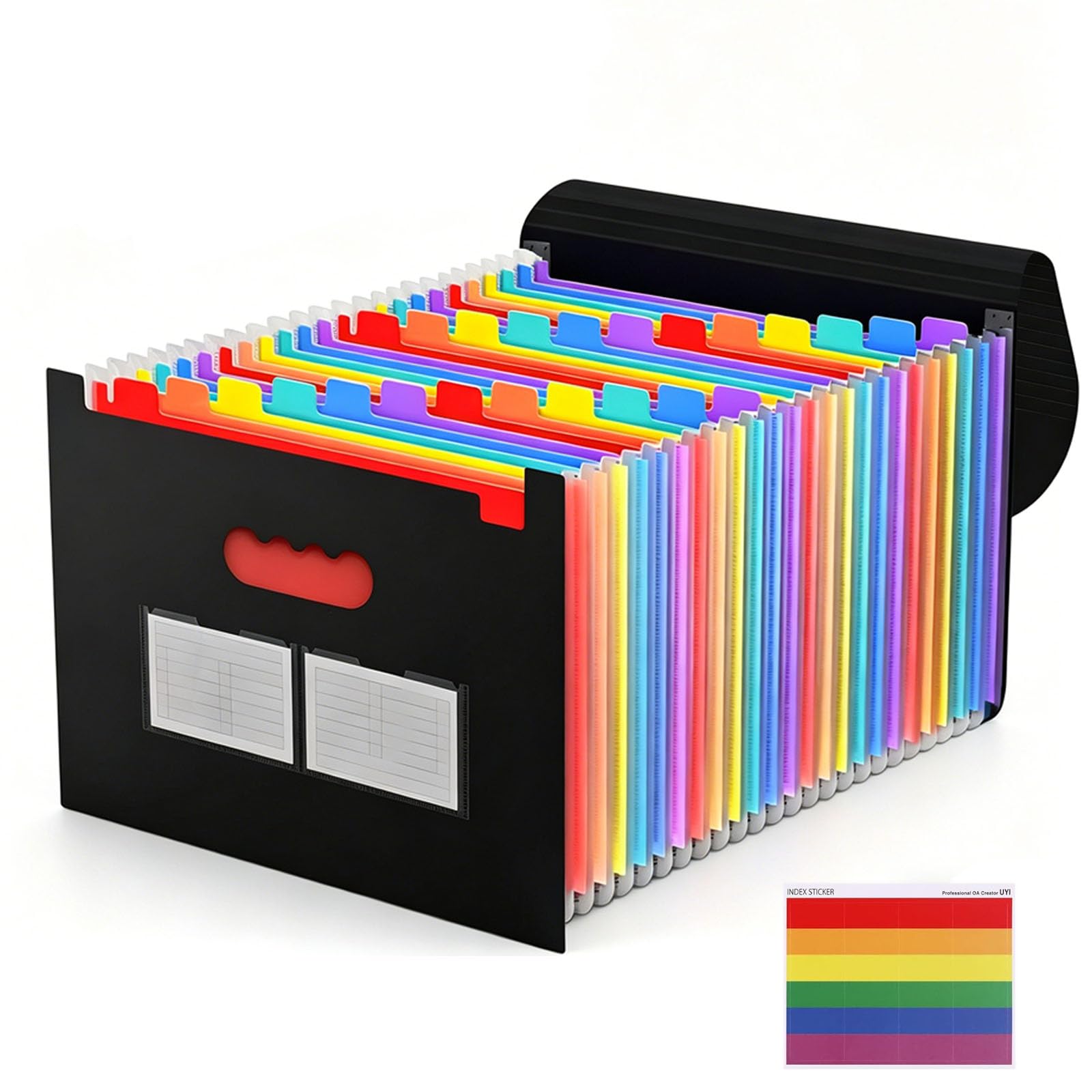 Expanding File Folder, A4 Accordion File Organiser, Portable Rainbow Document Filing Box, Accordian Monthly Bill Receipt Paperwork Organiser Storage for Home & Office & School (25)
