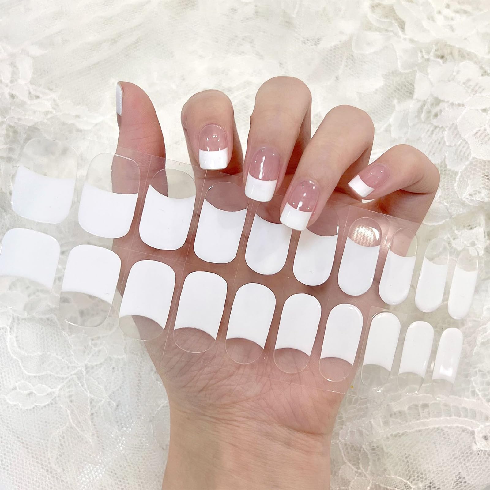 22 Stück UV Gel Nagelfolien Halbgehärtet – Selbstklebend, Glitzernd Rosa, Inkl. Feile & Zubehör