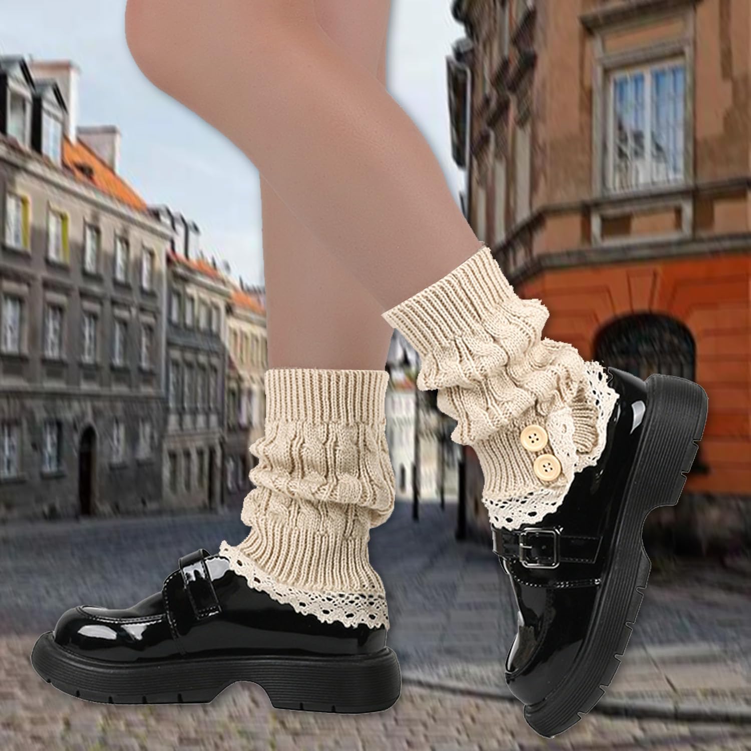 Women Lolita Leg Warmers Winter Warm College Style Thick Boot Socks Japanese Style Harajuku Knit Ankle Socks for