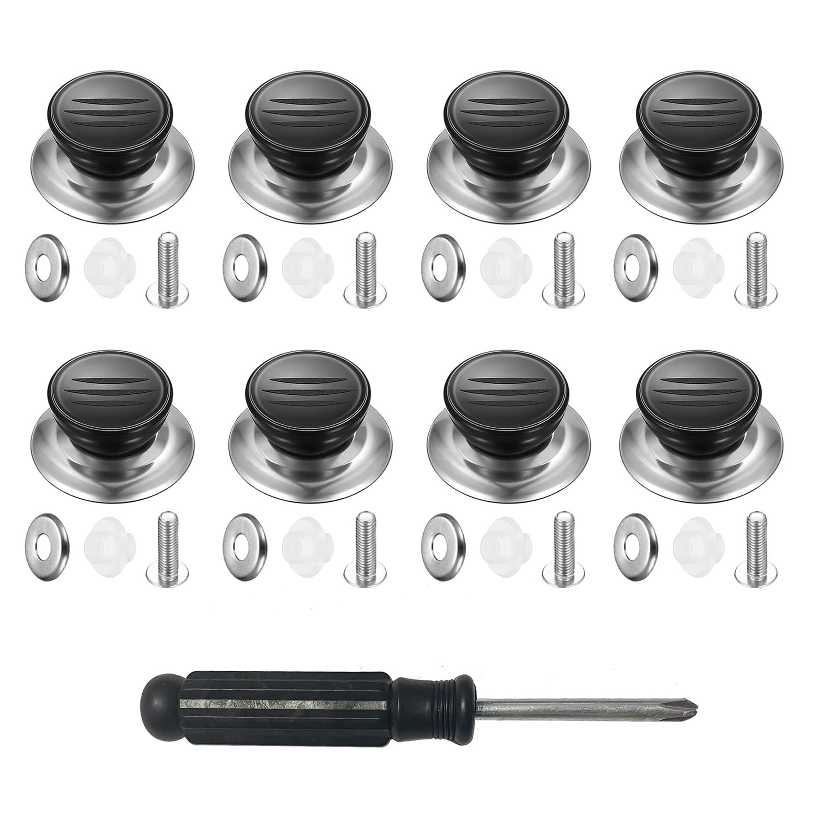 6 Pomelli Per Coperchi Pentole - Manopole In Bachelite Termoresistente Con Viti E Cacciavite - Universali Foro 5-12 Mm - Foto 3