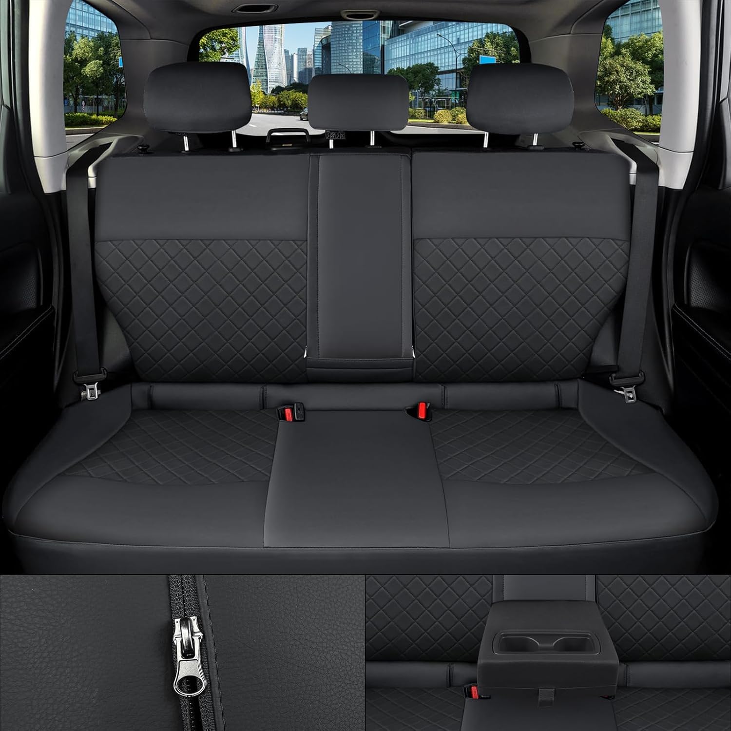 GIANT PANDA Custom Fit Full Set Car Seat Covers Fit for Subaru Forester 2019 2020 2021 2022 2023 2024, Front & Rear Luxury Seat Covers for car, Faux Leather (Black)