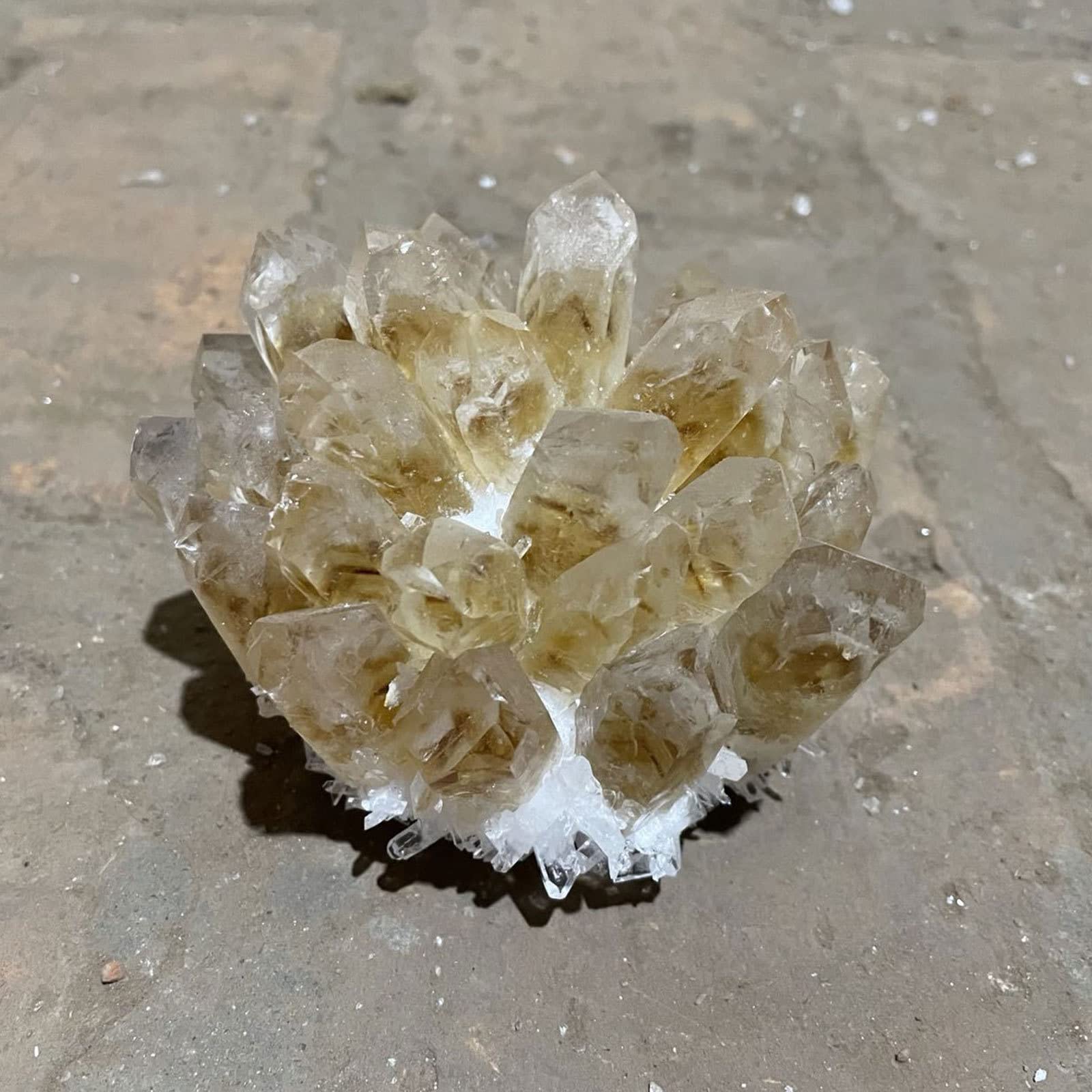 Racimo de Cristal de Cuarzo curativo Natural Irregular Minerales de Roca de 0.8-1.1 LB Cuarzo de geoda en Bruto Druzy Geode espécimen para decoración del hogar Reiki Healing,Citrine