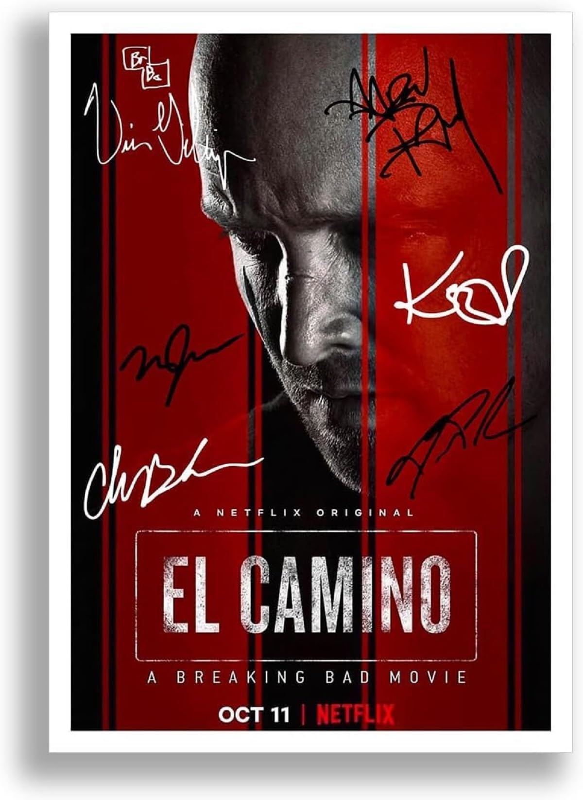Breaking Bad Full Cast Signed Autograph Signature A4 Poster Photo Print Photograph Picture TV Show Series Season DVD Boxset Present Gift Bryan Cranston (El Camino, A3 Poster Only)